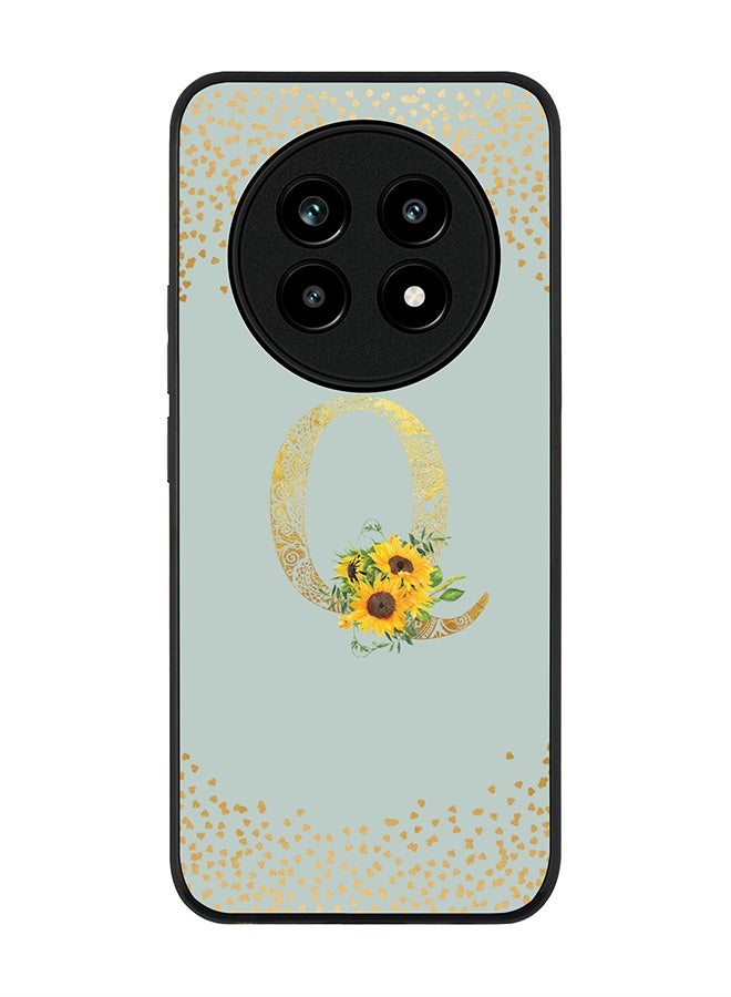 For Realme 13 Pro / 13 Pro+ Case,Slim fit Camera Protection, Shockproof Thin Phone cover  - Custom Floral Monogram - Q  (Light Grey )